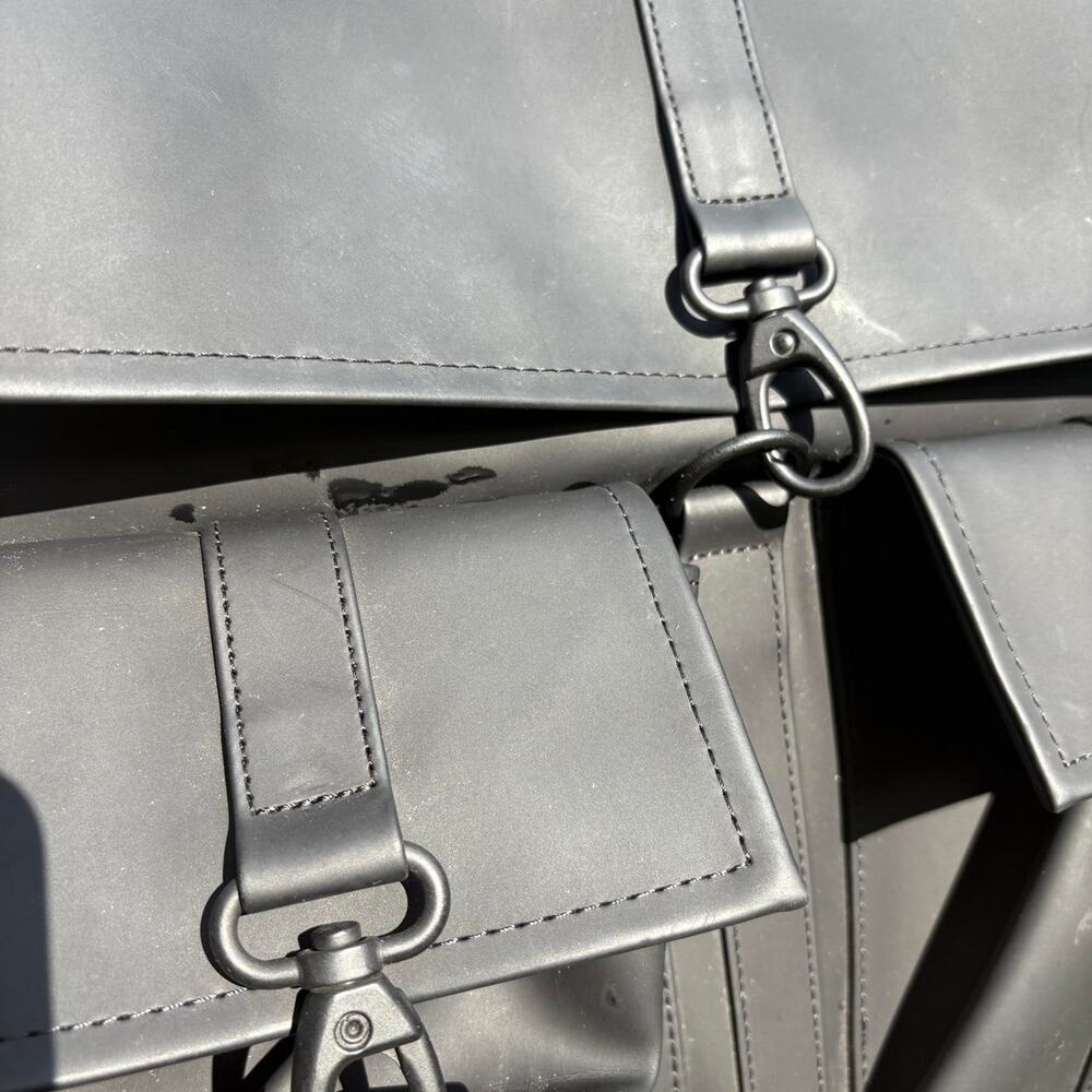 Black leather backpack with adjustable - image 5